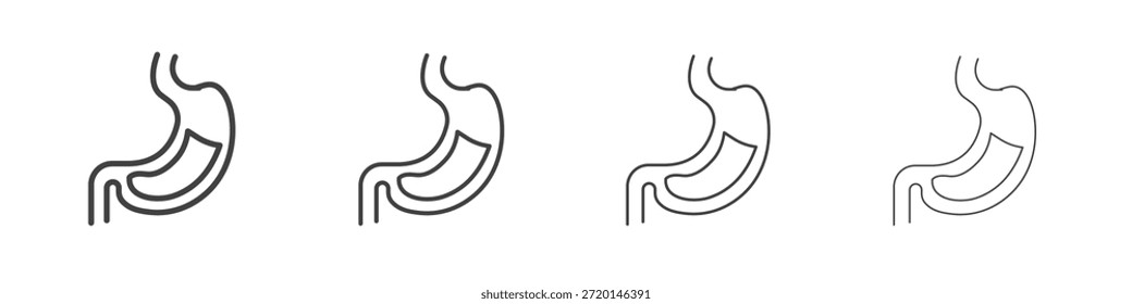 Estómago con concepto de icono de líquidos Pictograma lineal. Ilustración de elemento simple.