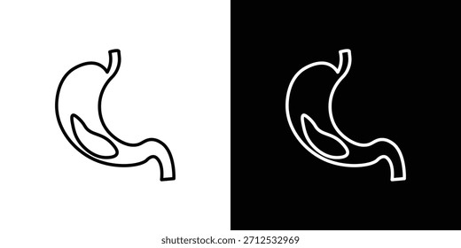 Estómago con el icono de líquidos. Símbolo plano simple. Ilustración de pictograma de contorno negro perfecto