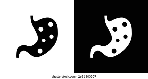 Stomach with Liquids icon vector graphics. Flat solid black vector set
