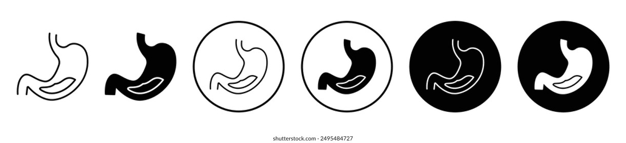 Stomach with Liquids thin line vector icon set.