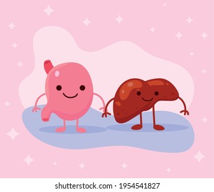 stomach and liver holding hands