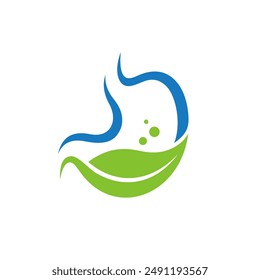 stomach logo, accompanied by the concept of leaves