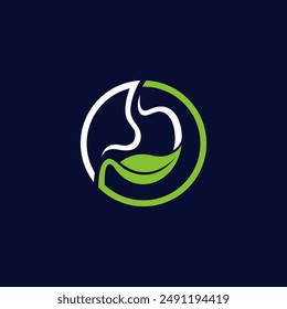 stomach logo, accompanied by the concept of leaves