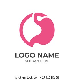 stomach logo concept with flat pink color style