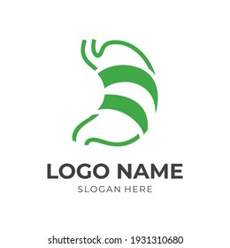 diseño del logotipo del estómago con un estilo de color verde plano