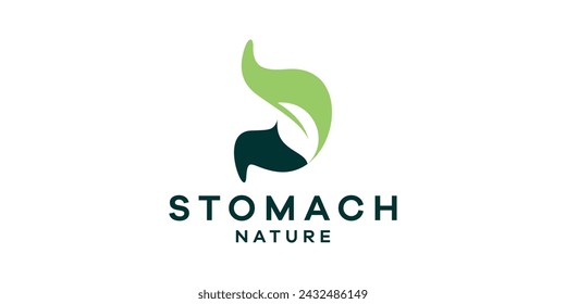 diseño de logotipo de estómago con hojas, plantilla de diseño de logotipo, símbolo de idea creativa.