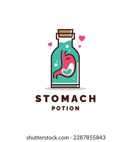 stomach logo vector icon illustration in healing vial