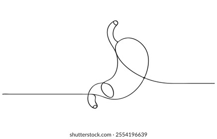 Stomach one continuous line drawing anatomy concept on white background minimalism 