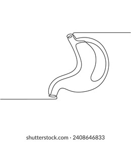 Stomach one line drawing. Vector illustration minimalist human organ.