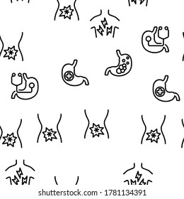 Vektorgrafik von Magenorganen ohne nahtloses Muster Illustration der dünnen Linie