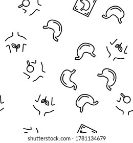 Stomach Organ Vector Seamless Pattern Thin Line Illustration
