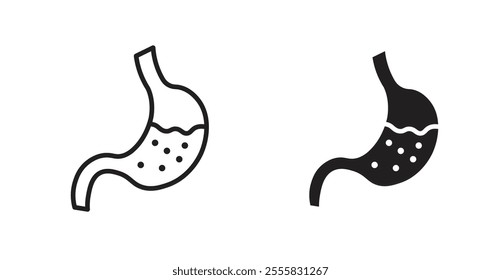 Stomach outlined and solid icon vector collection.