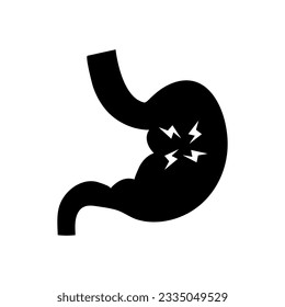 Stomach pain line and glyph icon, body and sick, abdominal ache sign, flat illustration on white background..eps