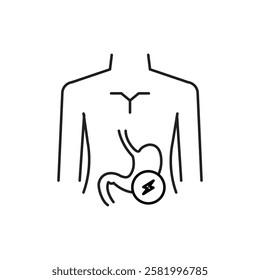 Stomach pain line icon Flat vector set outline