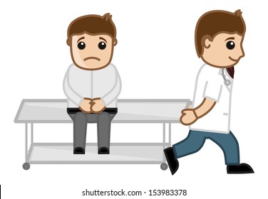 Stomach Pain - Tests - Medical Cartoon Vector Character