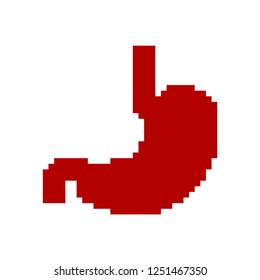 Stomach pixel art. Human internal organs 8 bit. Pixelate anatomy 16bit. Old game computer graphics style

