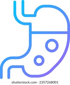 Stomach Pixel perfekte Farbverlauf-Linear-Vektorsymbol. Verdauungssystem. Inneres menschliches Organ. Gastrointestinaltrakt Dünnlinienfarbensymbol. Modernes Piktogramm. Vektor-einzelne Rahmenzeichnung