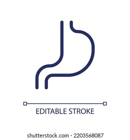 Stomach Pixel Perfect Linear Ui Icon. Digestive System Checkup. Gastrointestinal Tract. GUI, UX Design. Outline Isolated User Interface Element For App And Web. Editable Stroke. Arial Font Used