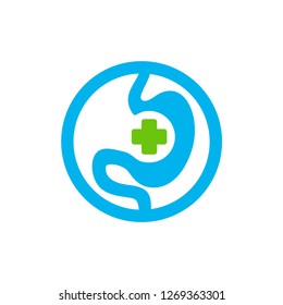 Stomach with plus logo symbol, Healthy Stomach logo design Template Vector - Vector illustration