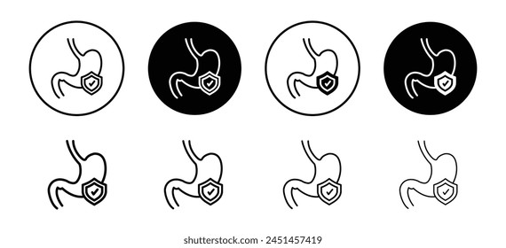 Stomach protection or bowel movement and digestive system care and health safety symbol.