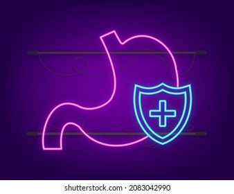 Stomach protection, Healthy protected intestine. Digestive system protection. Vector stock illustration.