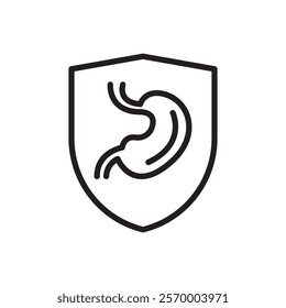 Stomach protection icon Vector flat thin line illustration