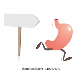 Stomach Running and Direction Sign