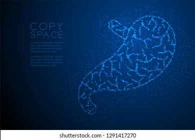 Stomach shape Abstract Geometric Bokeh light circle dot pixel pattern; Medical Science Organ concept design blue color illustration isolated on blue gradient background with copy space; vector eps 10