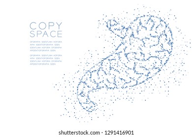 Stomach shape Abstract Geometric Square box pixel pattern, Medical Science Organ concept design blue color illustration isolated on white background with copy space, vector eps 10