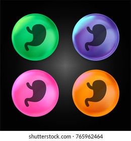 Stomach shape crystal ball design icon in green - blue - pink and orange.