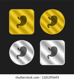 Stomach shape gold and silver metallic coin logo icon design