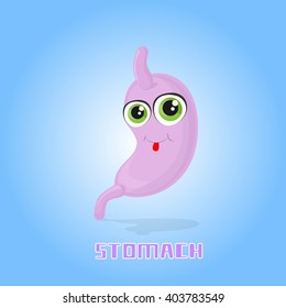 Stomach Smiling Cartoon Character Flat Vector Illustration