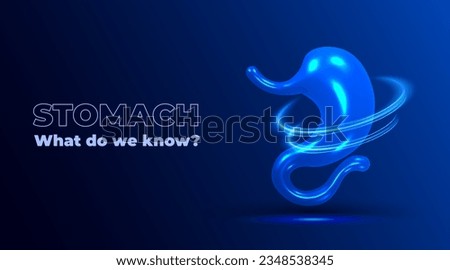 Stomach system. 3d human organ. Informative medical concept. Cover design. Vector 3d illustration.