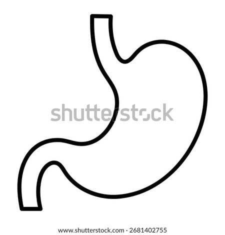Stomach vector icon. Black line art illustration of human digestive system organ for medical, healthcare, and anatomy design.