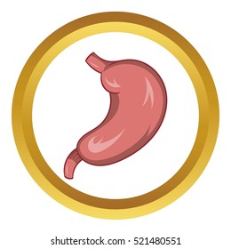 Stomach vector icon in golden circle, cartoon style isolated on white background