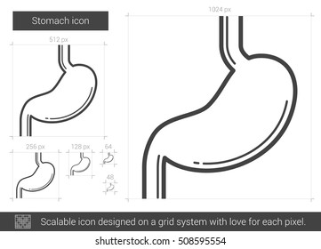 Stomach vector line icon isolated on white background. Stomach line icon for infographic, website or app. Scalable icon designed on a grid system.