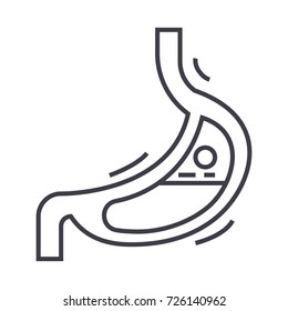 stomach vector line icon, sign, illustration on background, editable strokes