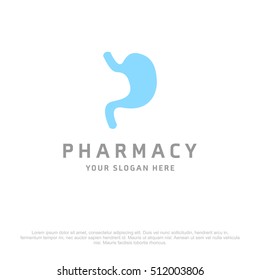 Stomach vector logo for Pharmacy on a white background
