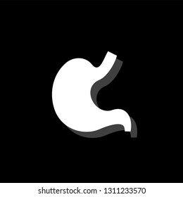 Stomach. White flat simple icon with shadow