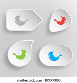 Stomach. White flat vector buttons on gray background.