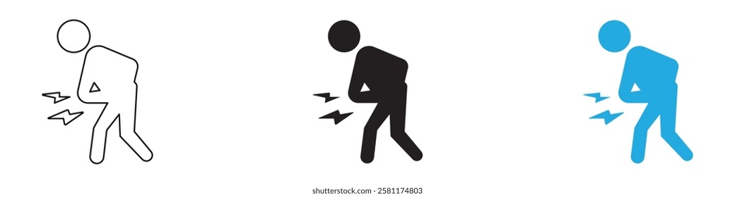 Stomachache icon black white vector outline