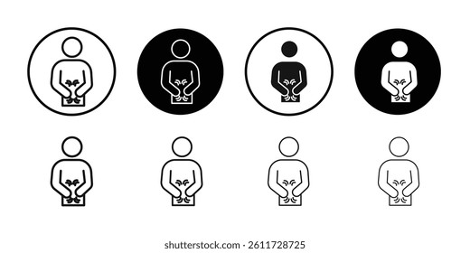 Stomachache icon Flat simple outline set