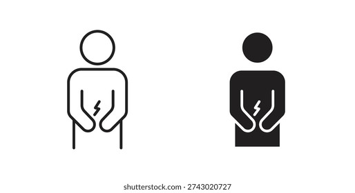 Stomachache icon vector Illustration and outline Icons. vector silhouette.