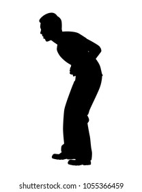 Stomachache man silhouette vector