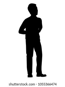Stomachache man silhouette vector