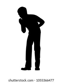 Stomachache man silhouette vector