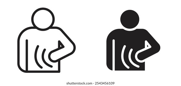 Stomachache vector icon set in black.