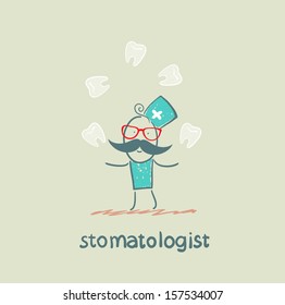 stomatologist juggles  teeth