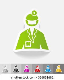stomatologist paper sticker with shadow. Vector illustration