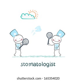 stomatologist playing badminton tooth